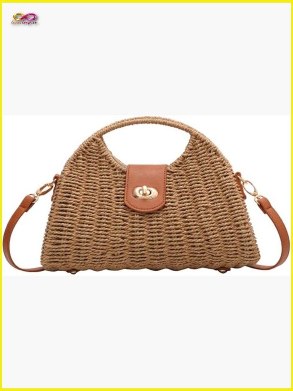Straw Handwoven Crossbody Tote Bag Summer Beach Travel Clutch - Picture 1 of 6